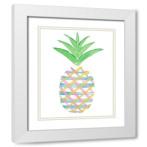 Punched Up Pineapple I White Modern Wood Framed Art Print with Double Matting by DeRice, Julie
