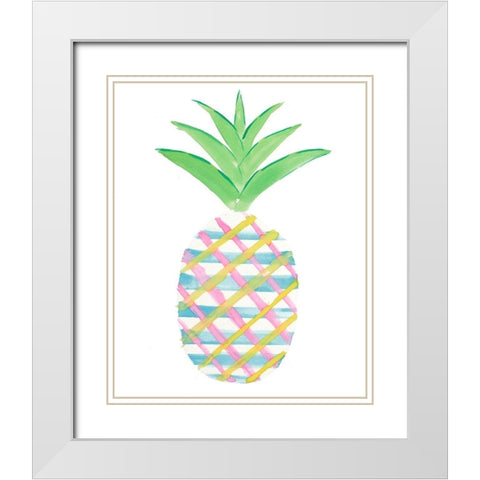 Punched Up Pineapple I White Modern Wood Framed Art Print with Double Matting by DeRice, Julie