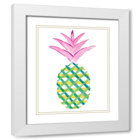 Punched Up Pineapple II White Modern Wood Framed Art Print with Double Matting by DeRice, Julie