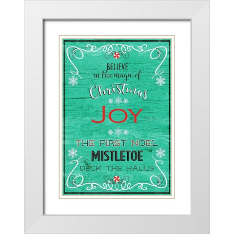 Christmas Joy White Modern Wood Framed Art Print with Double Matting by Metz, Andi