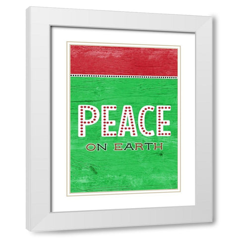Peace On Earth Green Red White Modern Wood Framed Art Print with Double Matting by Metz, Andi