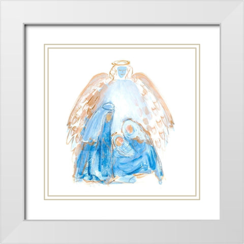 Blue and Gold Nativity II White Modern Wood Framed Art Print with Double Matting by Maria, Robin