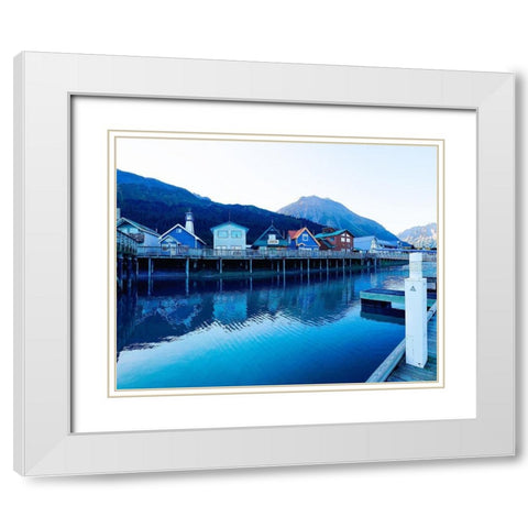 Alaskan Fish Town White Modern Wood Framed Art Print with Double Matting by Wilson, Kali