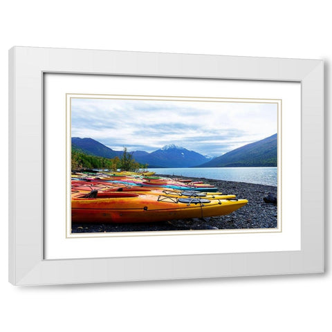 Mountain Lake Adventure White Modern Wood Framed Art Print with Double Matting by Wilson, Kali