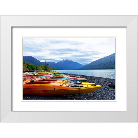 Mountain Lake Adventure White Modern Wood Framed Art Print with Double Matting by Wilson, Kali