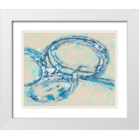 Blue Swirl II White Modern Wood Framed Art Print with Double Matting by Pattinian, Merri