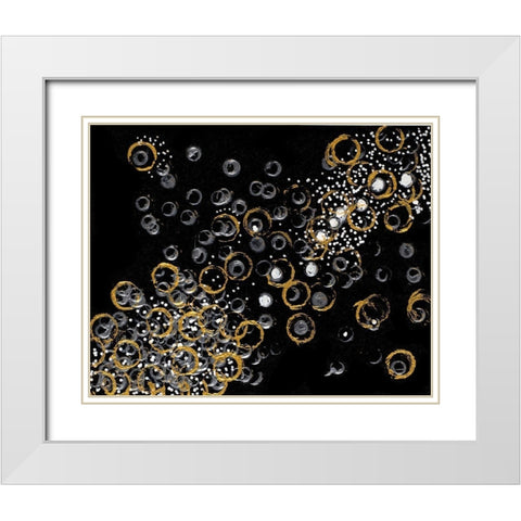 Black and Gold Bubbles II White Modern Wood Framed Art Print with Double Matting by Pattinian, Merri