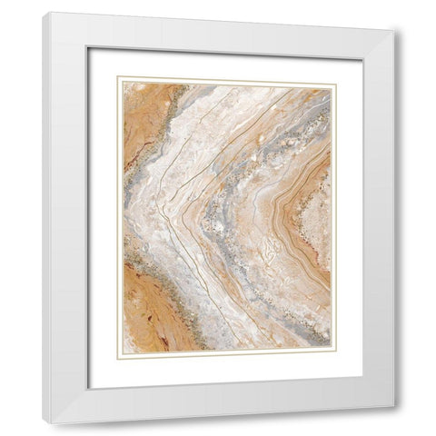 Cool Earth Marble Abstract White Modern Wood Framed Art Print with Double Matting by Hakimipour, Tiffany