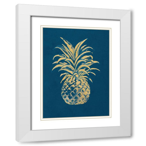 Golden Pineapple White Modern Wood Framed Art Print with Double Matting by Hakimipour, Tiffany