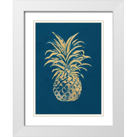 Golden Pineapple White Modern Wood Framed Art Print with Double Matting by Hakimipour, Tiffany