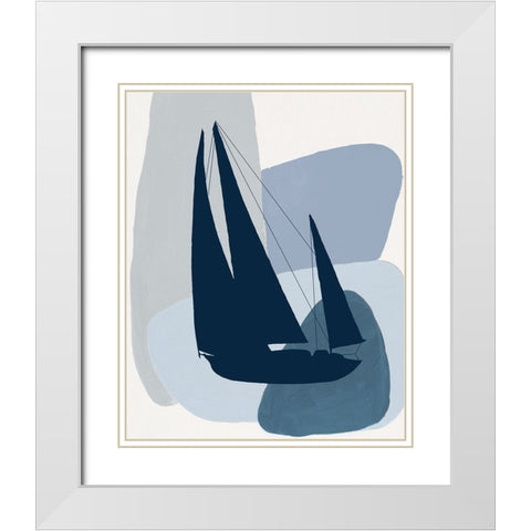 Modern Sails II White Modern Wood Framed Art Print with Double Matting by Pinto, Patricia