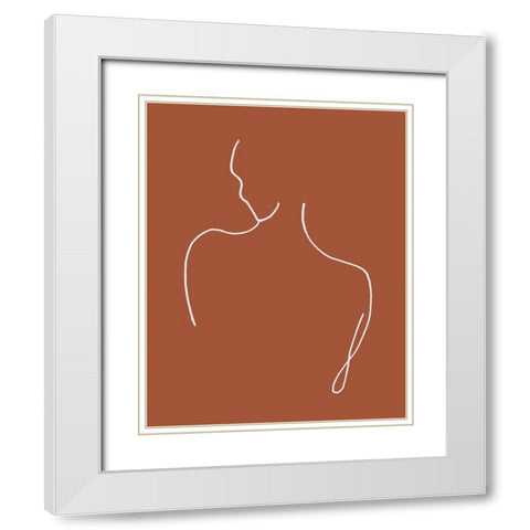 Silhouette On Terracotta White Modern Wood Framed Art Print with Double Matting by Pinto, Patricia