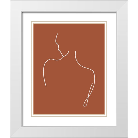 Silhouette On Terracotta White Modern Wood Framed Art Print with Double Matting by Pinto, Patricia