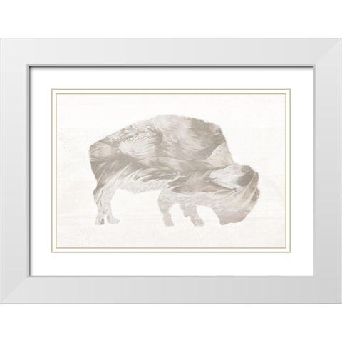 Muted Urban Bison White Modern Wood Framed Art Print with Double Matting by Meneely, Dan