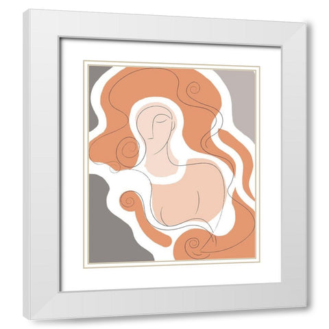 Long Locks Line Drawing White Modern Wood Framed Art Print with Double Matting by Mosher, Deidre