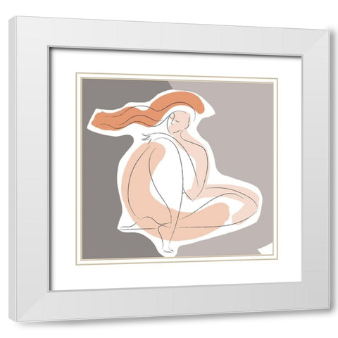 Seated Line Drawing IV White Modern Wood Framed Art Print with Double Matting by Mosher, Deidre