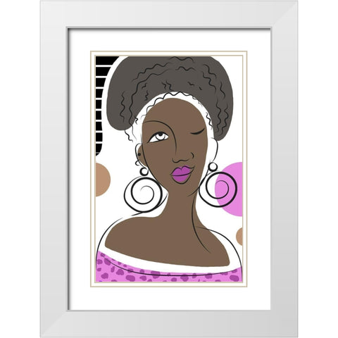 Winking Lady White Modern Wood Framed Art Print with Double Matting by Mosher, Deidre