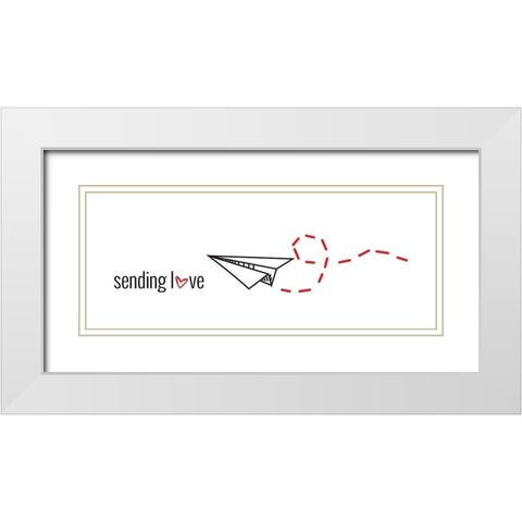 Sending Love White Modern Wood Framed Art Print with Double Matting by Torres, Melanie