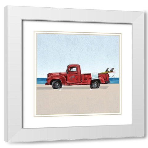 Red Surf Vehicle White Modern Wood Framed Art Print with Double Matting by Sheppard, Lucca