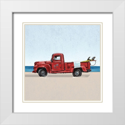Red Surf Vehicle White Modern Wood Framed Art Print with Double Matting by Sheppard, Lucca