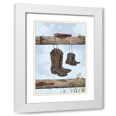 Family Boots White Modern Wood Framed Art Print with Double Matting by Sheppard, Lucca
