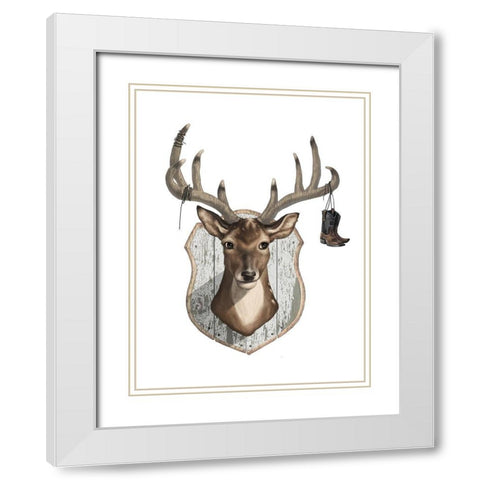 Deer Mount White Modern Wood Framed Art Print with Double Matting by Sheppard, Lucca