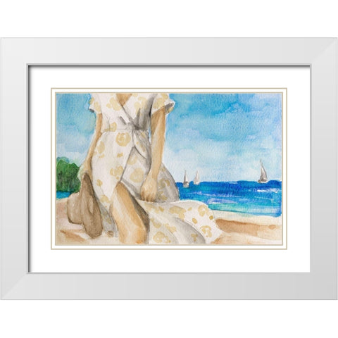 Windy Day On The Beach White Modern Wood Framed Art Print with Double Matting by Loreth, Lanie