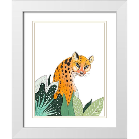 Peering Cheetah White Modern Wood Framed Art Print with Double Matting by Pinto, Patricia
