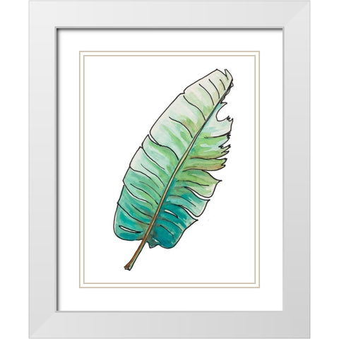 Travelers Palm Leaf White Modern Wood Framed Art Print with Double Matting by Pinto, Patricia