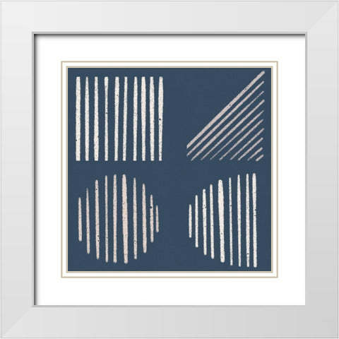 Mod Shapes On Blue White Modern Wood Framed Art Print with Double Matting by Navas, Emily