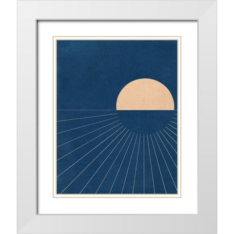Mod Sunset White Modern Wood Framed Art Print with Double Matting by Navas, Emily