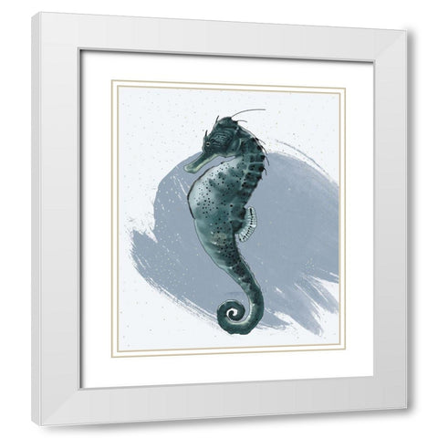 Seahorse White Modern Wood Framed Art Print with Double Matting by Sheppard, Lucca