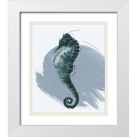 Seahorse White Modern Wood Framed Art Print with Double Matting by Sheppard, Lucca