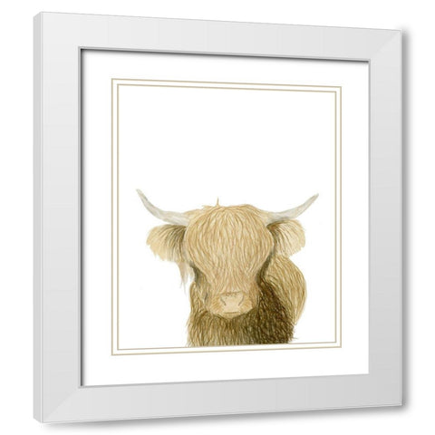 Highland Cattle White Modern Wood Framed Art Print with Double Matting by Price, Lucille