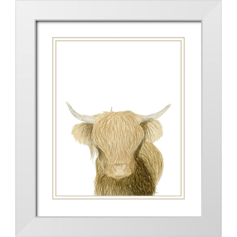 Highland Cattle White Modern Wood Framed Art Print with Double Matting by Price, Lucille