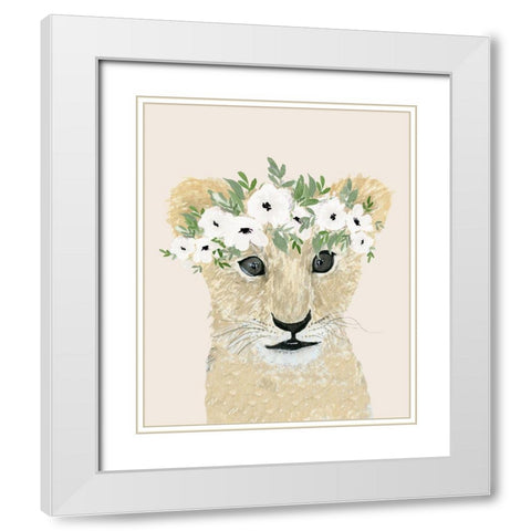 Little Lion White Modern Wood Framed Art Print with Double Matting by Price, Lucille