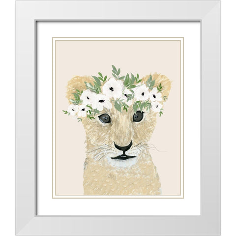 Little Lion White Modern Wood Framed Art Print with Double Matting by Price, Lucille