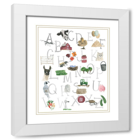 Farm Alphabet White Modern Wood Framed Art Print with Double Matting by Price, Lucille