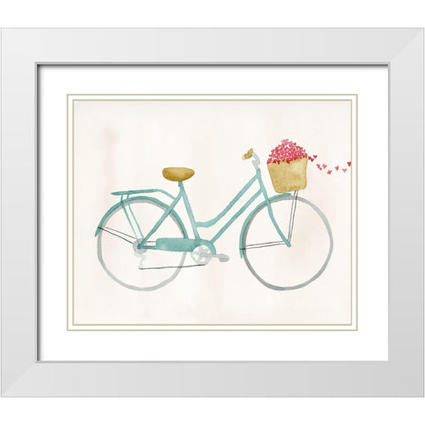Butterfly Bicycle White Modern Wood Framed Art Print with Double Matting by Price, Lucille