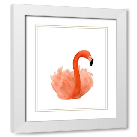 Resting Flamingo White Modern Wood Framed Art Print with Double Matting by Price, Lucille