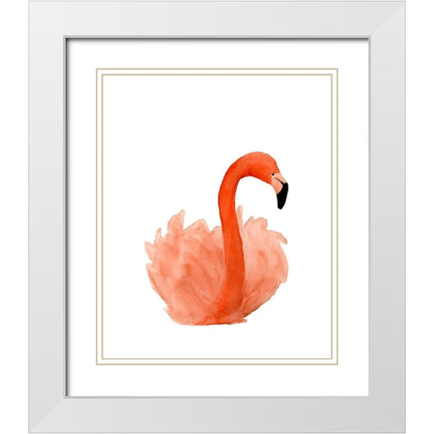 Resting Flamingo White Modern Wood Framed Art Print with Double Matting by Price, Lucille