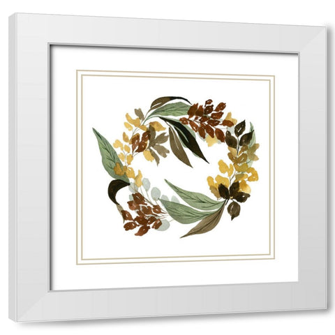 Fall Wreath White Modern Wood Framed Art Print with Double Matting by Price, Lucille