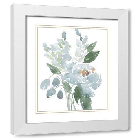 Restful Blue Floral I White Modern Wood Framed Art Print with Double Matting by Price, Lucille