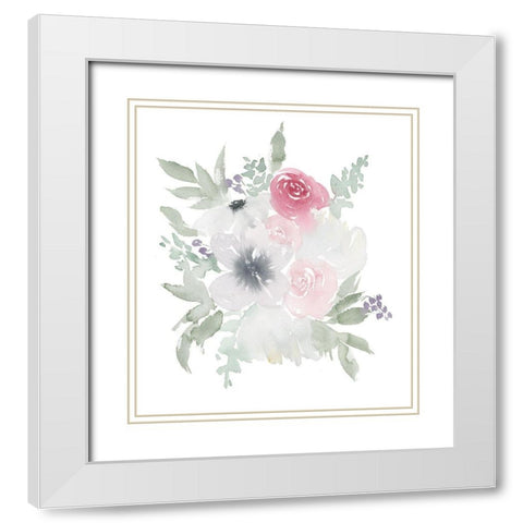 Fleur Bouquet White Modern Wood Framed Art Print with Double Matting by Price, Lucille