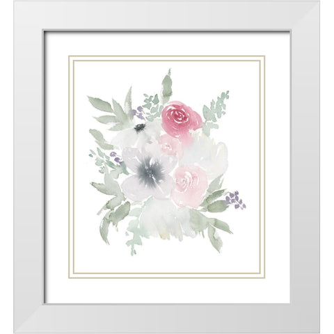 Fleur Bouquet White Modern Wood Framed Art Print with Double Matting by Price, Lucille