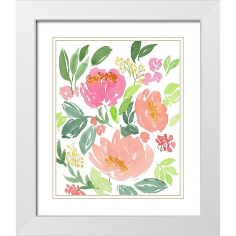 Sarahs Vibrant Garden White Modern Wood Framed Art Print with Double Matting by Price, Lucille