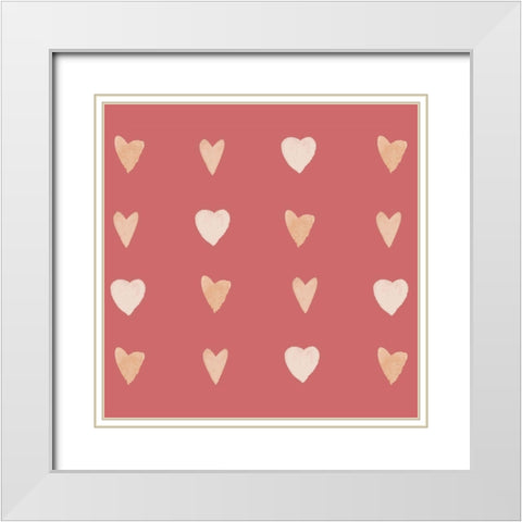 Hearts White Modern Wood Framed Art Print with Double Matting by Price, Lucille