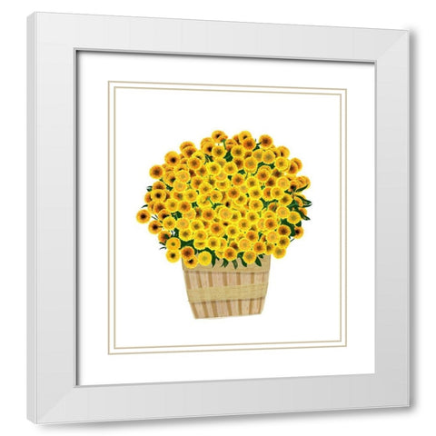 Yellow Mums White Modern Wood Framed Art Print with Double Matting by Bucheli, Jen