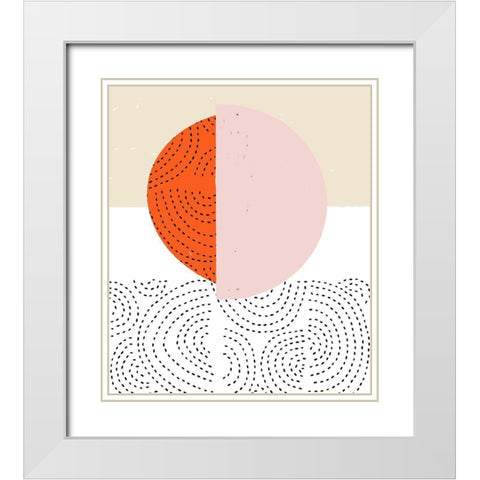 Minimalist Mod Circles White Modern Wood Framed Art Print with Double Matting by Bucheli, Jen