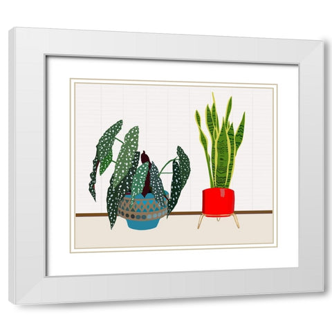 Potted Plant Friends I White Modern Wood Framed Art Print with Double Matting by Bucheli, Jen
